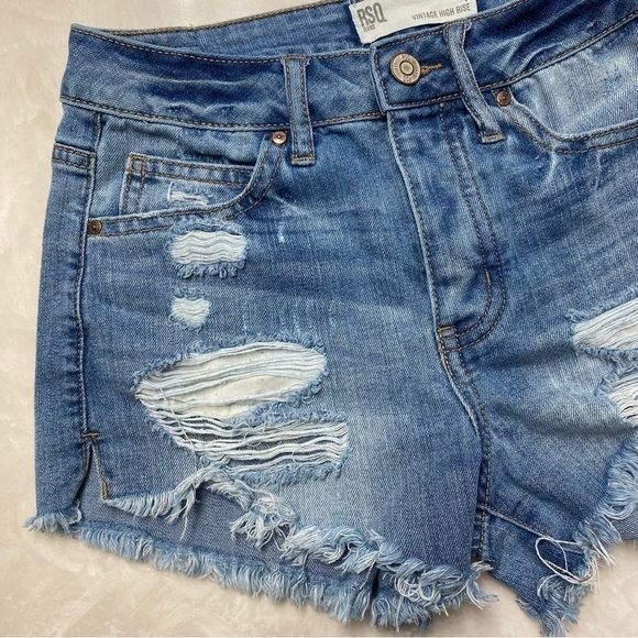 RSQ High Rise Jean Shorts Button Fly Size 1 - Picture 3 of 14